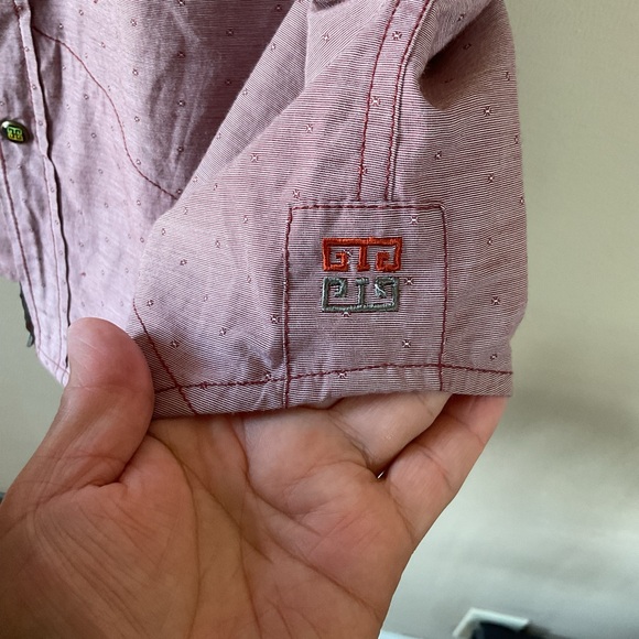 Ecoths Western Organic Cotton Shirt Button Down Snap Red Short Sleeve Small - Picture 8 of 10